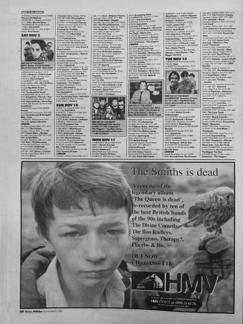 Melody Maker gig guide November 1996