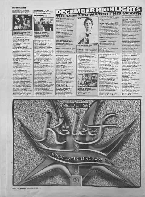 Melody Maker gig guide 1996
