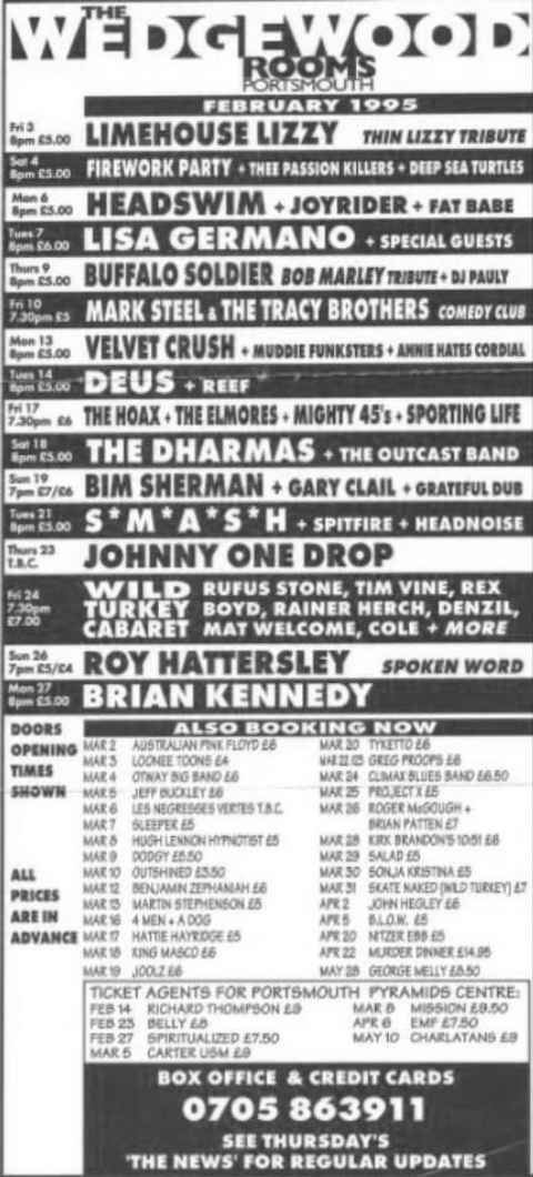 Wedgewood Rooms flyer February 1995