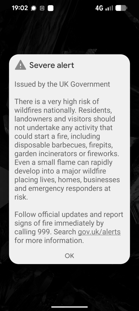 Emergency alert that appeared on everyone's phone yesterday