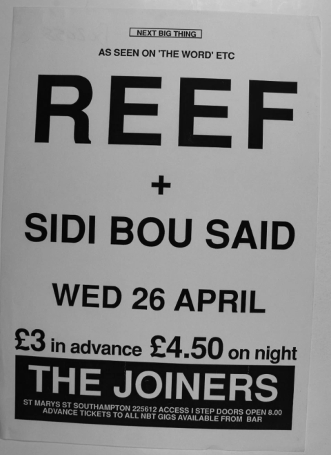 Reef poster or flyer from The Joiners, 1995