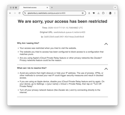 Glastonbury queue screenshot