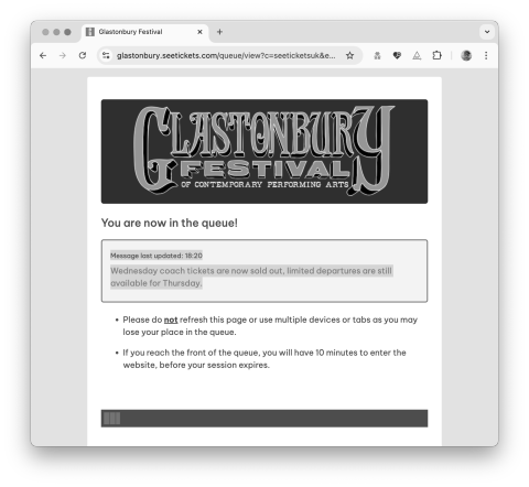 Glastonbury queue screenshot again