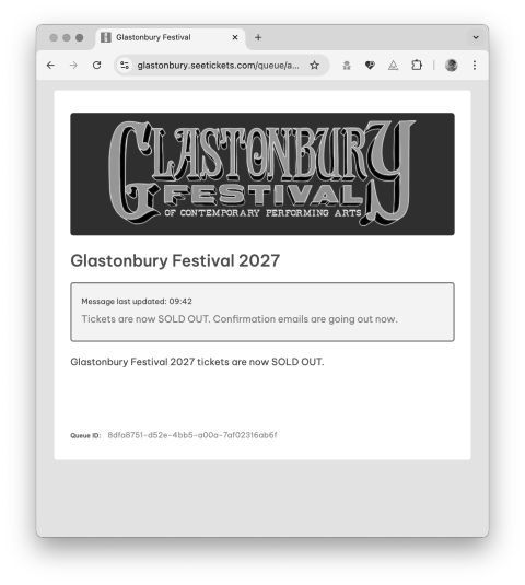 Glastonbury screenshot kicked out of queue